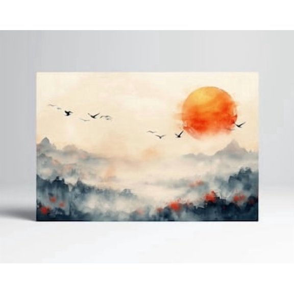 Eternal Sunrise Harmony Eco Leather Wall Art Single And Multi Panel Triptych Poster, Poster Only