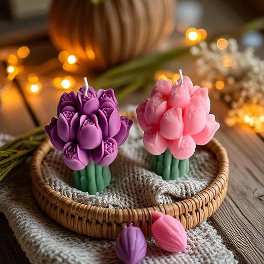 Eternal Tulip Candle Set of 2 | Lavender Scent | Handcrafted Floral Soy Wax Candles | Aesthetic Home Dcor & Gifting | Tulip Bouquet Design | Luxury Scented Candles for Bedroom
