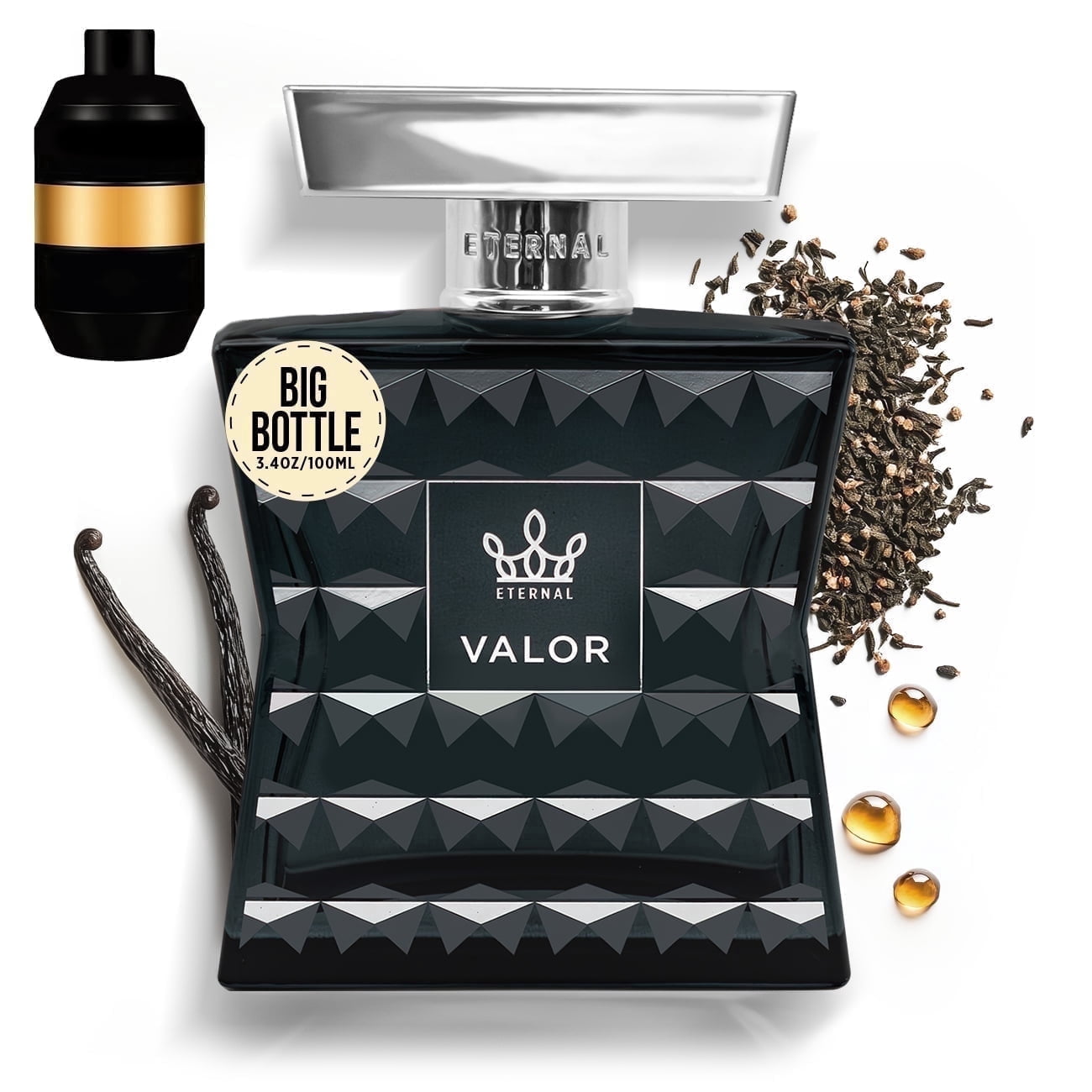 Eternal Fragrance VALOR, Warm Spicy Vanilla Woody Eau de Parfum, Inspired by SpiceBomb Cologne for Men, 3.4 oz (100ml) Spray