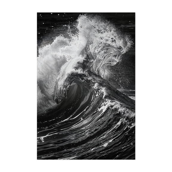 Eternal Wave - Photography Waves Ocean Black and White Abstract Seascape Coast Nature Unframed Wall Art Print 4 x 6 inches