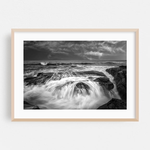 Eternal Waves - San Diego California Photography Oak Framed Wall Art Print 24 x 36 inches