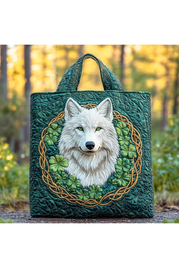 Eternal Wolf Bond Quilted Tote Bag, Women Quilted Tote Bag, Handmade Patchwork Tote, Women Shoulder Bag, Gift For Her