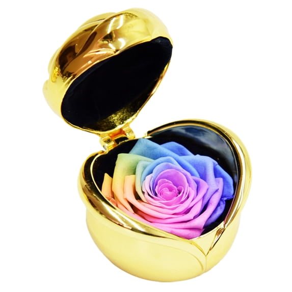Eternal flower decoration iron box rose with gift box holiday gift birthday gift for friends and family-Color +gold