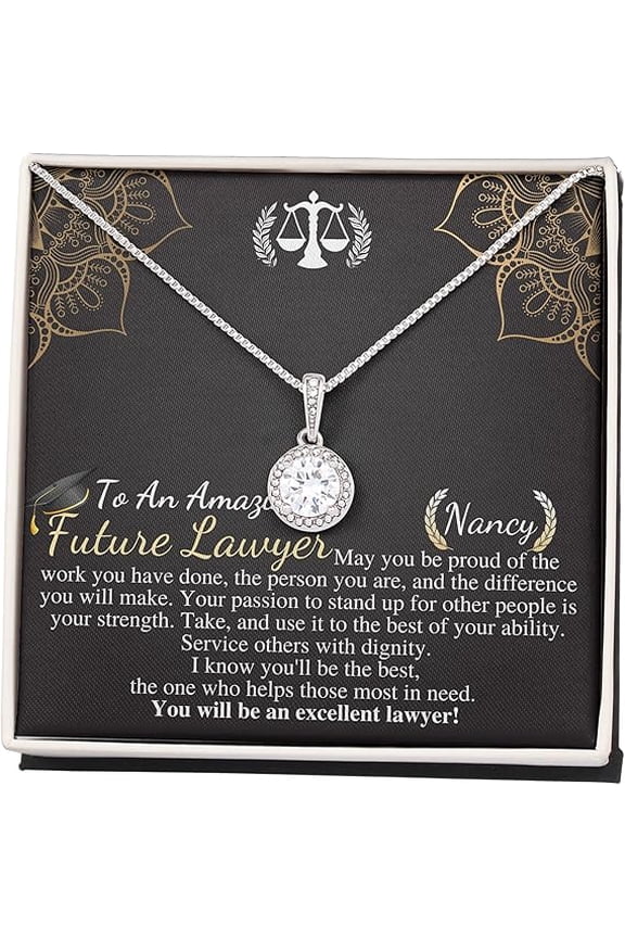 Eternal hope Necklace Law Student Gift, Future Lawyer Gift, Law School Graduation Gift for her, Personalized Necklace gift with Message card
