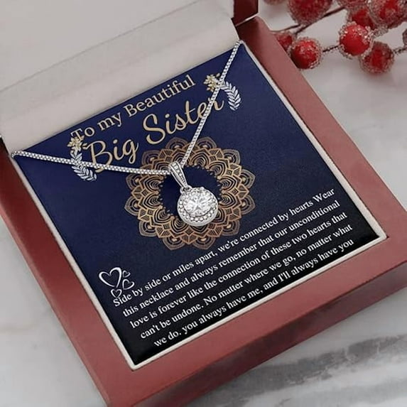 Eternal hope Necklace for Sister on Mothers Day, Christmas Gift Necklace for Sister from Brother, Soul Sister jewelry gift with personalized Message Card, Bonus sister Gift