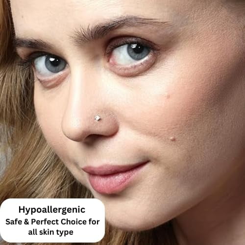 EternalDia 2.4mm Diamond Nose Ring With Screw Back in 14K Yellow Gold 18 Gauge Diamond (GH/I1-I2) Straight nose rings