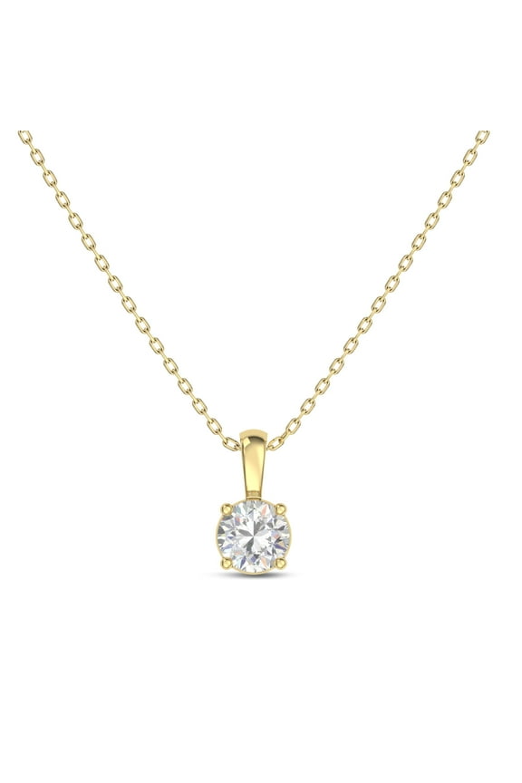 IGI Certified 0.25Ct-3.00 Carat Diamond Color/Clarity F-VS2, 14K Gold 4 Prong Set Round-cut Lab Grown Diamond Solitaire Necklace Pendant Chain (0.50Ct Lab Grown Yellow Gold)