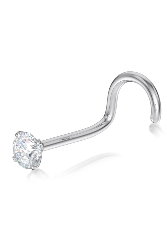 Real Diamond Nose Stud With Twist Back 14K Gold Nose Stud in 18 Gauge/Diamond Nose Ring For Women/Diamond Color-I-J, Diamond Clarity- I2-I3/ 18g