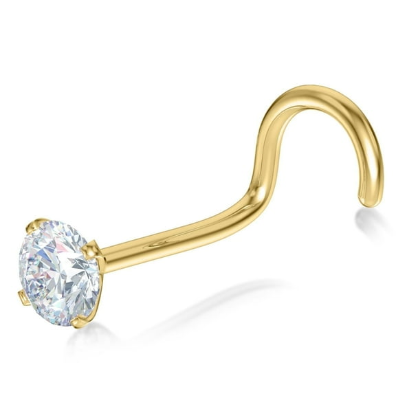 EternalDia Real Diamond Nose Stud With Twist Back 14K Gold Nose Stud in 20 Gauge/Diamond Nose Ring For Women/Diamond Color-I-J, Diamond Clarity- I2-I3, 0.10Ct