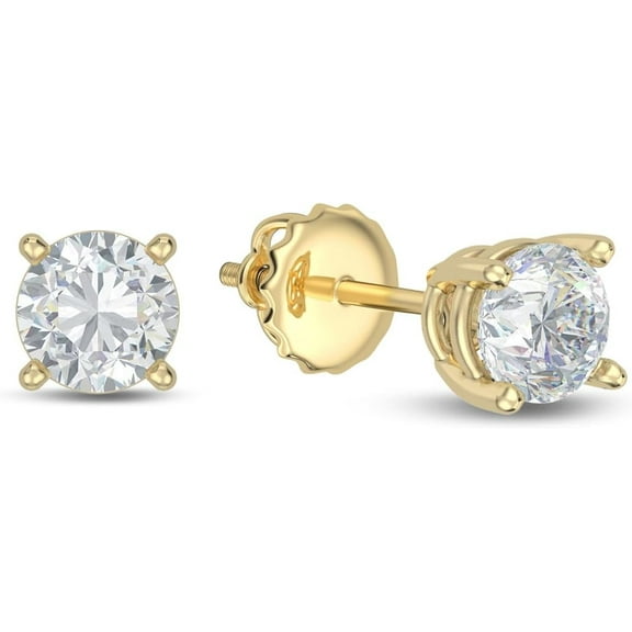 Eternaldia IGI Certified Lab Grown Diamond Solitaire Stud Earrings With 14k Gold/Diamond Stud Earrings for Women With Screw back post/Diamond Color-F, Clarity VS1-VS2 (Yellow Gold 0.50Ct)