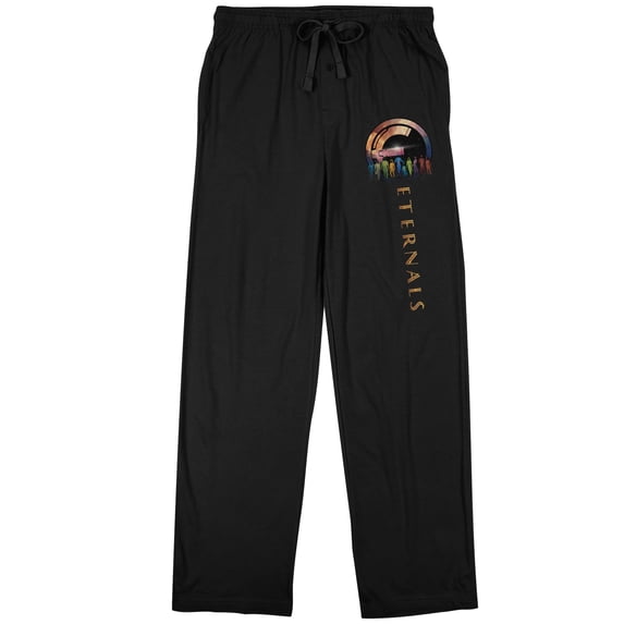 Eternals Movie Title Logo Men's Black Drawstring Sleep Pajama Pants-L