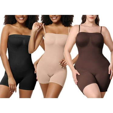 Eternatastic 3 PCS Womens Tummy Control Shapewear Bodysuit Seamless Butt Lifter Body Shaper with Removable Straps