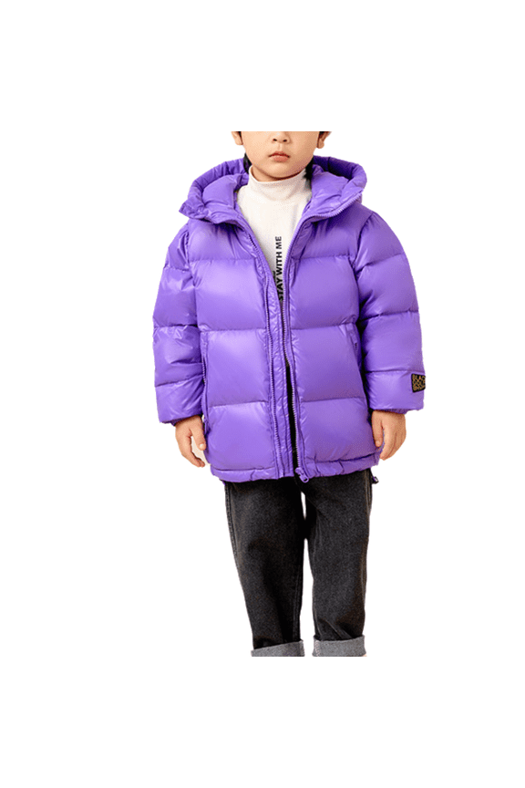 Kids Boy Girl Hooded Down Jacket Winter Weather Resistant Down Coat Insulated Quilted Bubble Puffer