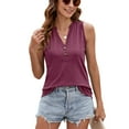 thumbnail image 1 of Eternatastic Sleeveless Tops for Women V Neck Tshirt Loose Fit Casual Tank Button Up Tunic Tees, 1 of 6