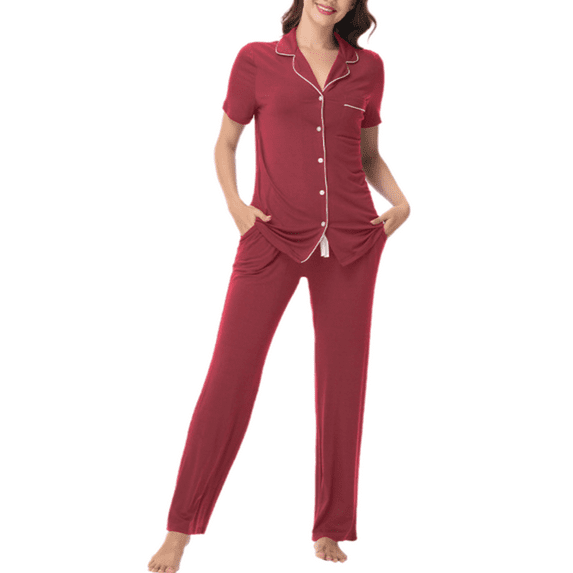 Eternatastic Women Pajama Set Button Down Short Sleeve Sleepwear Night Wear Soft Modal Pj Lounge Sets