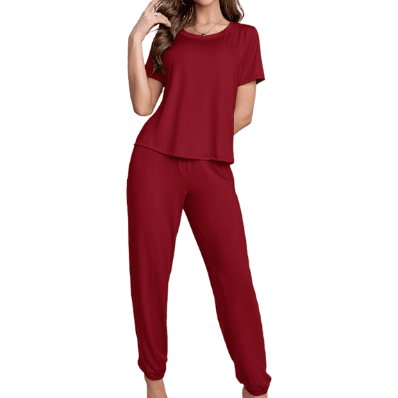 Eternatastic Women's 2 Piece Pajama Sets Soft Short Sleeve Sleepwear Pajamas Ladies Lounge Sets