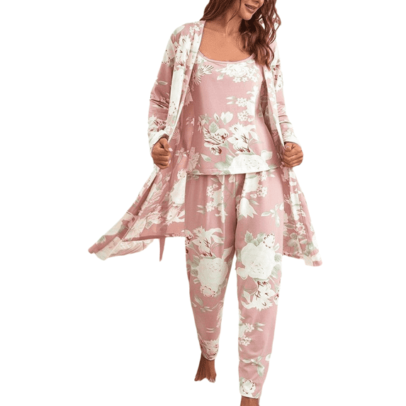 Eternatastic Women's 3 Piece Knit Lounge Set Pajama Long Sleeve Cardigan Sleeveless Top Pants Sweatsuit Pjs Sets
