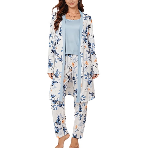 Eternatastic Women's 3 Piece Knit Lounge Set Pajama Long Sleeve Cardigan Sleeveless Top Pants Sweatsuit Pjs Sets