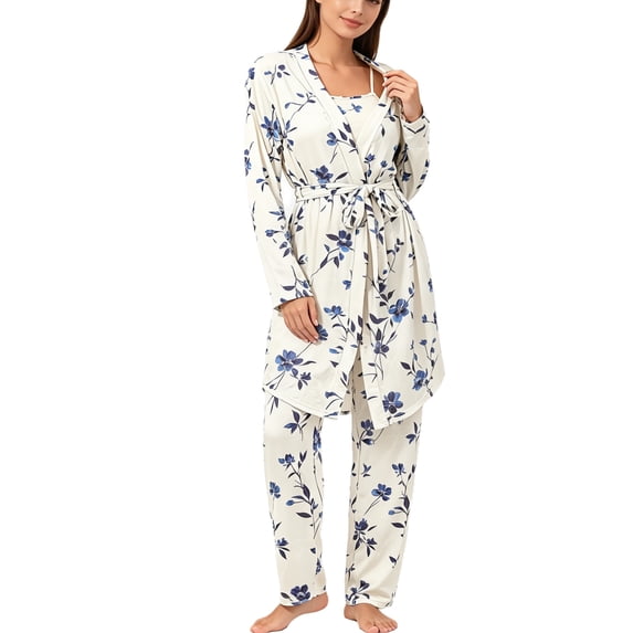 Eternatastic Women's 3 Piece Knit Lounge Set Pajama Long Sleeve Cardigan Sleeveless Top Pants Sweatsuit Pjs Sets