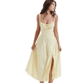 thumbnail image 1 of Eternatastic Women's Corset Dress Sleeveless Split Flowy Midi Dress French Style Spaghetti Strap Beach Vacation Dress M Yellow, 1 of 7