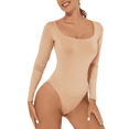 thumbnail image 1 of Eternatastic Women's Crew Neck Long Sleeve Bodysuit T Shirts Basic Tops Body Suit, 1 of 7