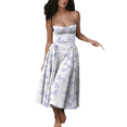 thumbnail image 1 of Eternatastic Women's Dance Dresses Retro Midi Dress Flowy Pleated Check & Floral Printed Party Cocktail Dress with Pockets, 1 of 6