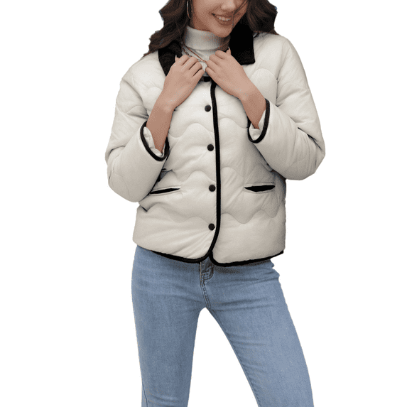 Eternatastic Women's Puffer Jacket Lightweight Quilted Padded Coats Winter Button Down Outwear with Pockets