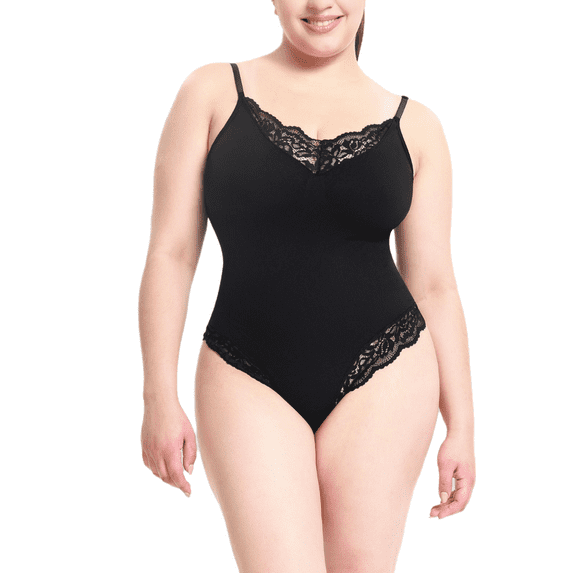 Eternatastic Women's Shapewear Bodysuit Tummy Control Body Shaper Lace Trimmed Sculpting Snatched Waist Body Suit