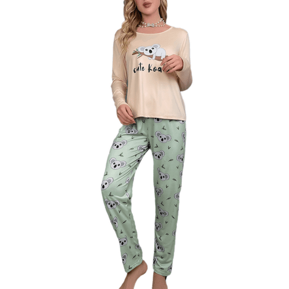 Eternatastic Womens Cute Animal Printed Pajama Sets Long Sleeve Lounge Set Two Piece Outfits