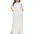 thumbnail image 1 of Eternatastic Womens Floral Lace 2/3 Sleeves Maxi Dress Evening Party Long Dress 3XL White, 1 of 6