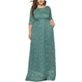 thumbnail image 1 of Eternatastic Womens Floral Lace 2/3 Sleeves Maxi Dress Evening Party Long Dress 4XL Light Green, 1 of 6