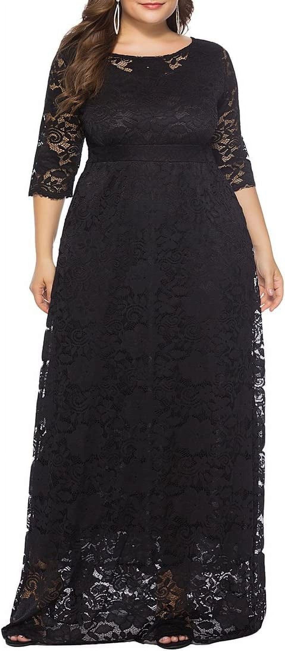 Eternatastic Womens Floral Lace 2/3 Sleeves Maxi Dress Evening Party ...
