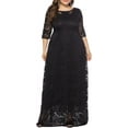 thumbnail image 1 of Eternatastic Womens Floral Lace 2/3 Sleeves Maxi Dress Evening Party Long Dress XXL Black, 1 of 4