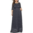 thumbnail image 1 of Eternatastic Womens Floral Lace 2/3 Sleeves Maxi Dress Evening Party Long Dress XXL Dark Gray, 1 of 6