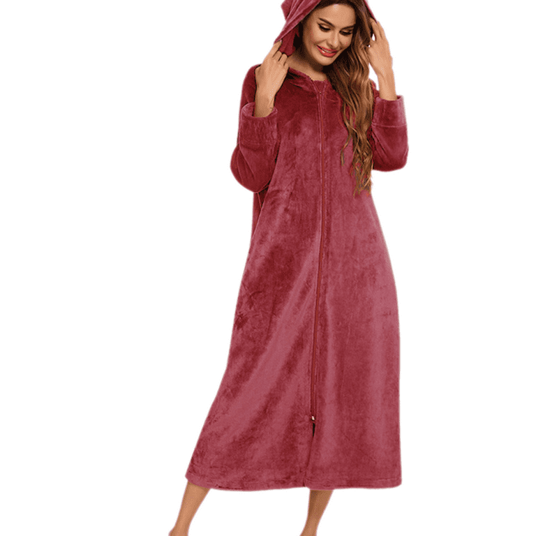 Zip Front Velour Housecoat With Zipper Hot Tub Robes For Winter