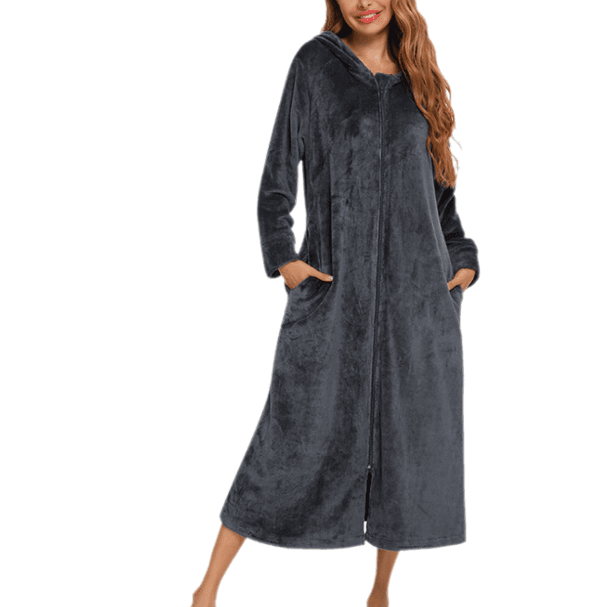 Eternatastic Womens Housecoat Zip Robe Fleece Zip Up Front Robe ...