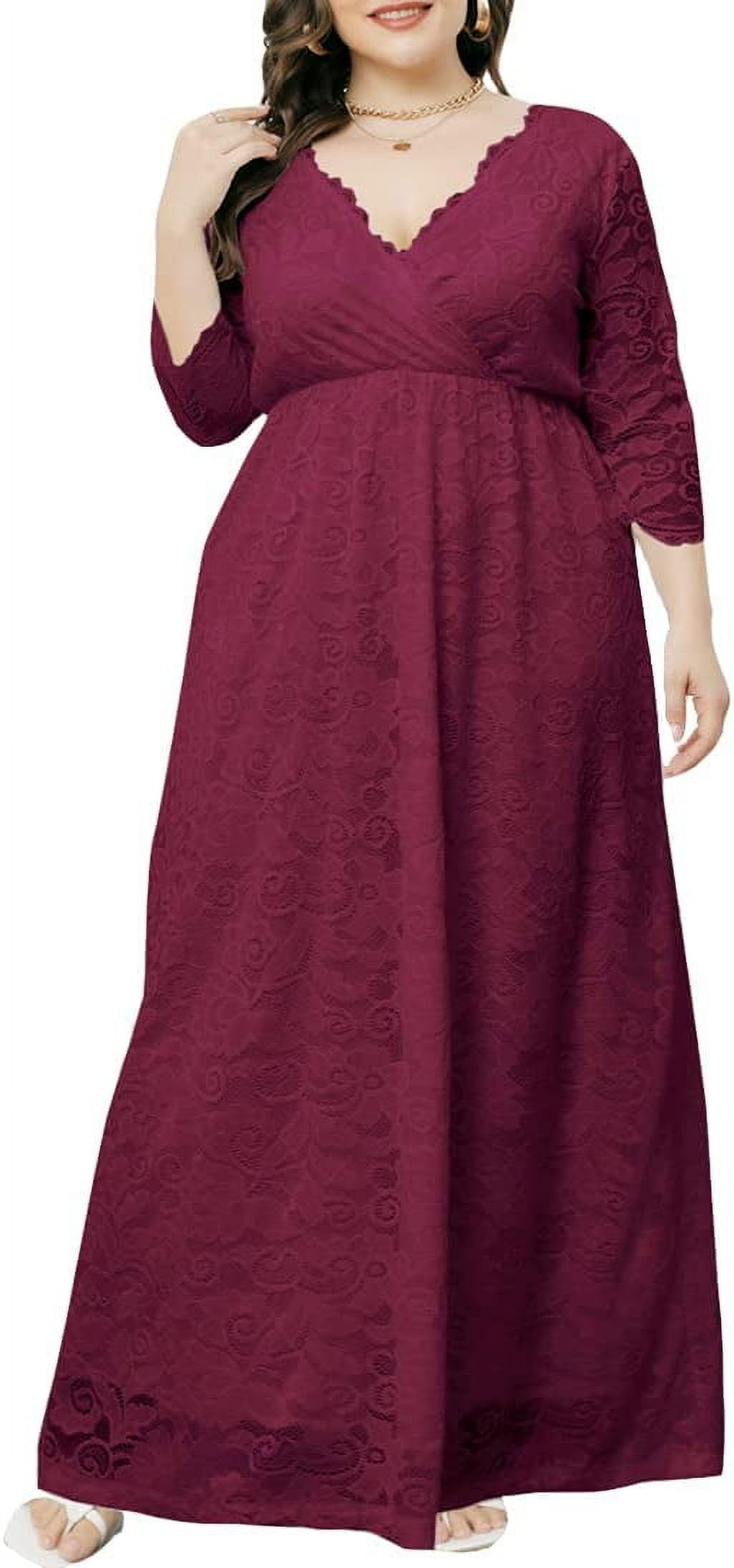 Women Big Large Plus Size Elegant Evening Maxi Long Little Black Red Party Lace Dresses