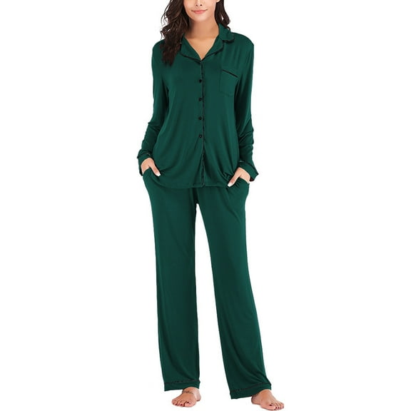 Eternatastic Womens Pajamas Set Long Sleeve Sleepwear Button Down Nightwear Soft Modal Pj Lounge Sets