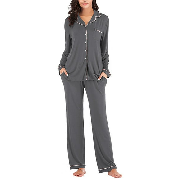 Eternatastic Womens Pajamas Set Long Sleeve Sleepwear Button Down Nightwear Soft Modal Pj Lounge Sets