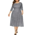 thumbnail image 1 of Eternatastic Womens Scooped Neckline Floral lace Top Plus Size Cocktail Party Midi Dress 4XL Gray, 1 of 5