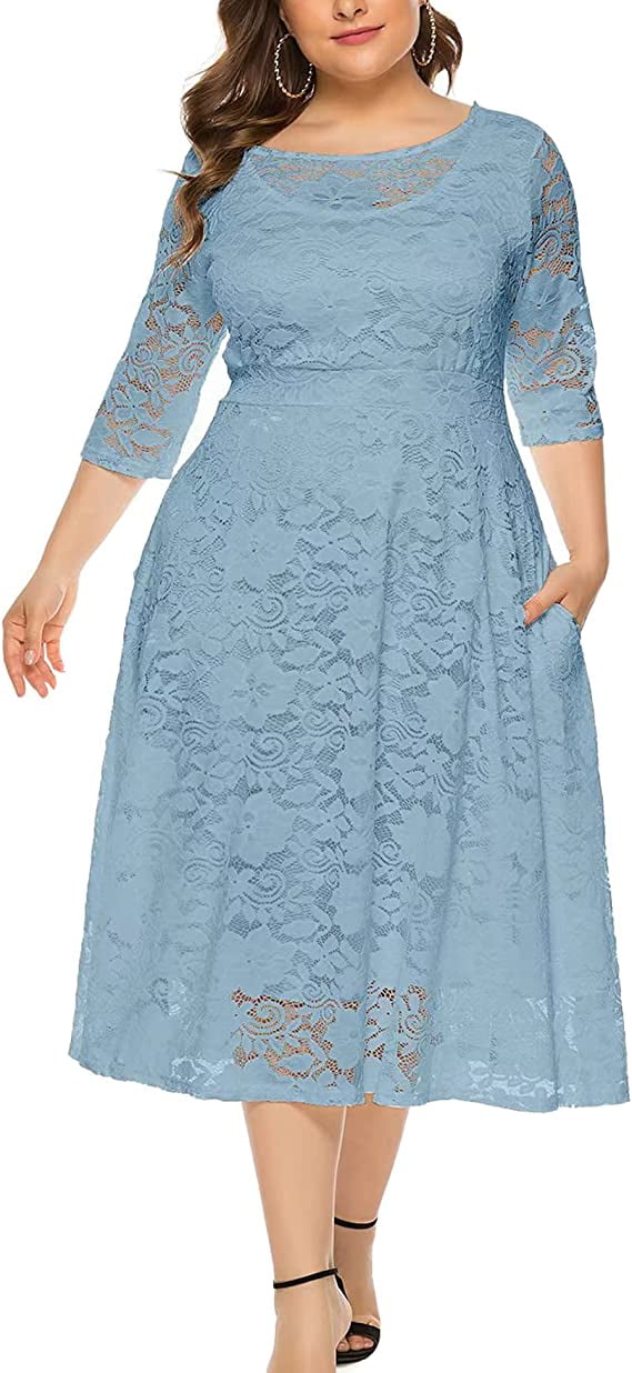 dusty blue lace midi dress Wool-blend check-knit open-back dress main image 1