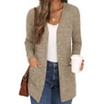 thumbnail image 1 of Eternatastic Womens Solid Long Sleeve Button Down Rib Knit Cardigan Sweater Coat Casual Open Front Long Cardigan, 1 of 5