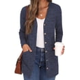 thumbnail image 1 of Eternatastic Womens Solid Long Sleeve Button Down Rib Knit Cardigan Sweater Coat Casual Open Front Long Cardigan, 1 of 6