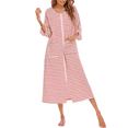 thumbnail image 1 of Eternatastic Womens Zipper Robe 3/4 Sleeves Loungewear Dress Full Length Sleepwear Pockets Housecoat Nightgown Long Bathrobe, 1 of 7