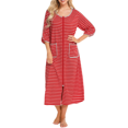 thumbnail image 1 of Eternatastic Womens Zipper Robe 3/4 Sleeves Loungewear Dress Full Length Sleepwear Pockets Housecoat Nightgown Long Bathrobe, 1 of 7