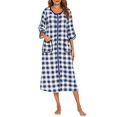 thumbnail image 1 of Eternatastic Womens Zipper Robe 3/4 Sleeves Loungewear Dress Full Length Sleepwear Pockets Housecoat Nightgown Long Bathrobe, 1 of 8