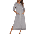 thumbnail image 1 of Eternatastic Womens Zipper Robe Half Sleeves Loungewear Dress Full Length Sleepwear Pockets Housecoat Nightgown Long Bathrobe, 1 of 5
