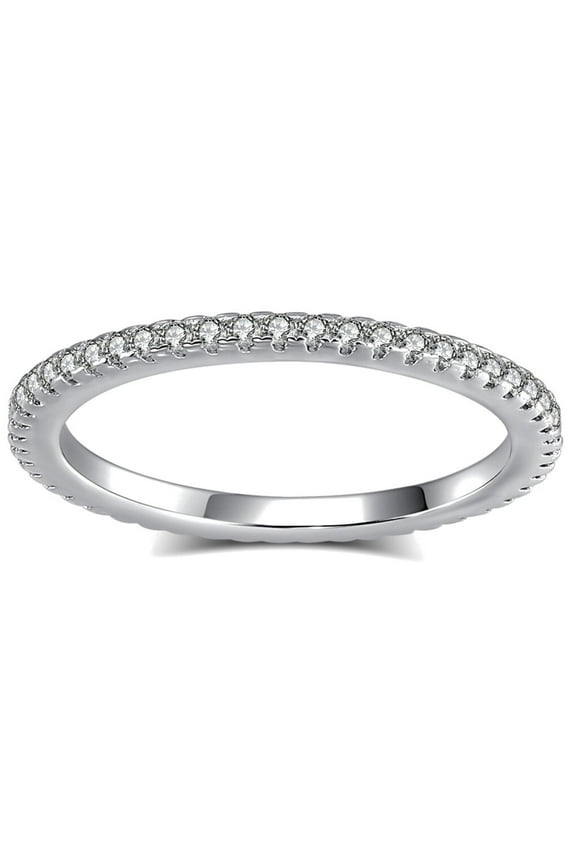 Eternity Wedding Band for Women Cubic Zirconia Sterling Silver Stacking Rings Ginger Lyne Collection