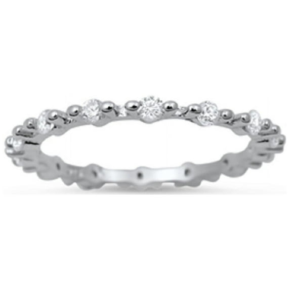 Eternity Alternate Pattern Cubic Zirconia Ring Sterling Silver 925