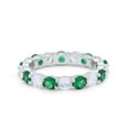 thumbnail image 1 of Eternity Alternating Round Band Ring Green Emerald CZ 925 Sterling Silver Size 5, 1 of 6